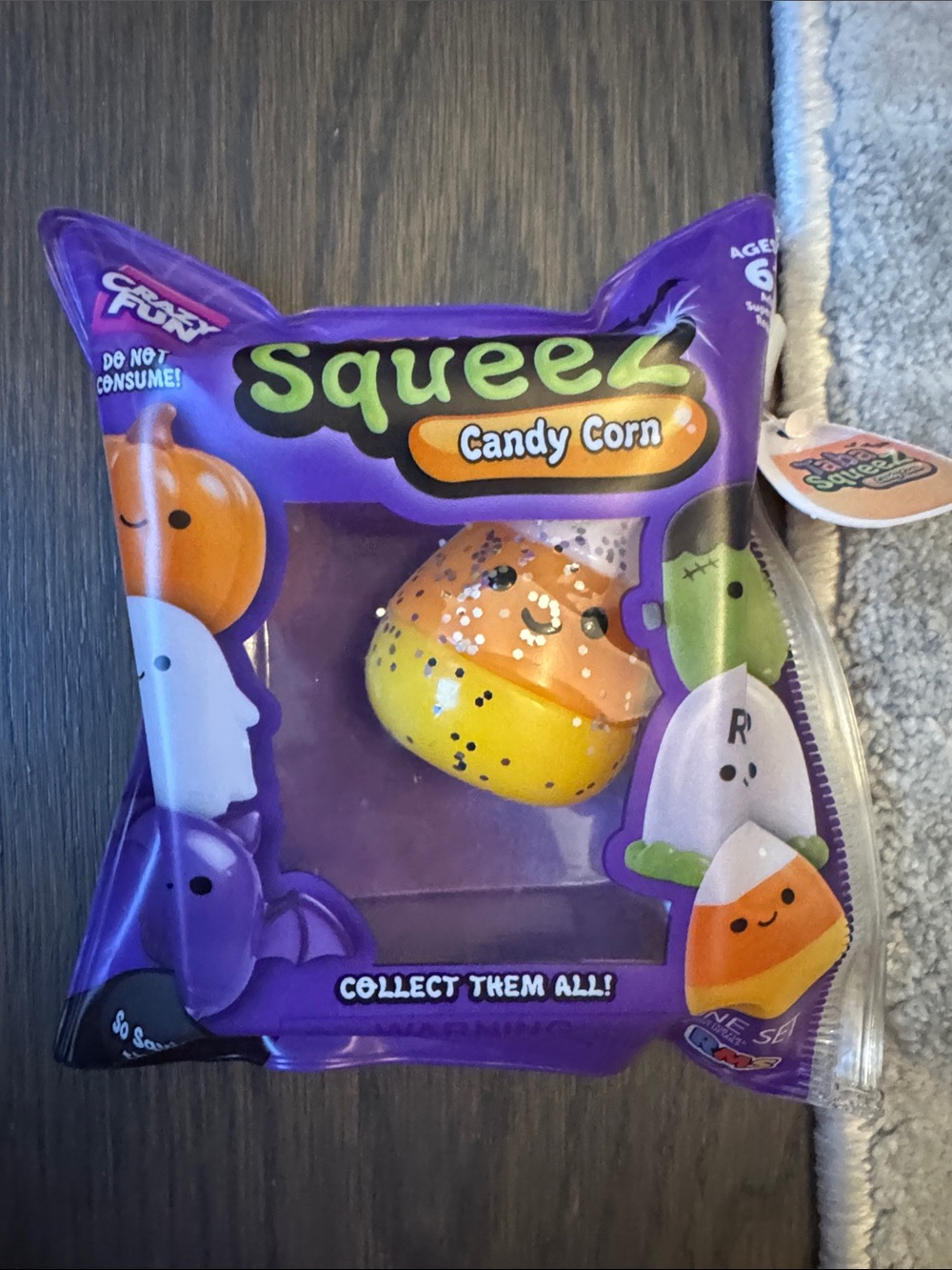 Squeeze Candy Corn Squishy Toy - Yellow with Orange and White Sprinkles